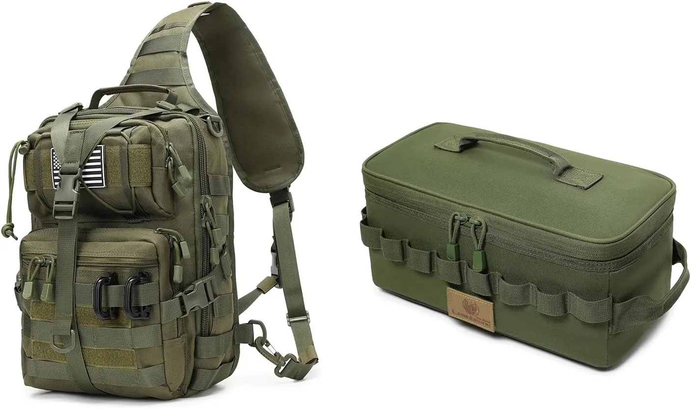 Tactical Sling Backpack and 9L Tactical Camping Storage Bag