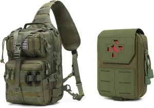 Tactical Sling Backpack and Molle EMT Pouch