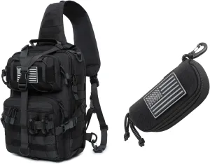 Tactical Sling Backpack and Tactical Molle Glasses Pouch