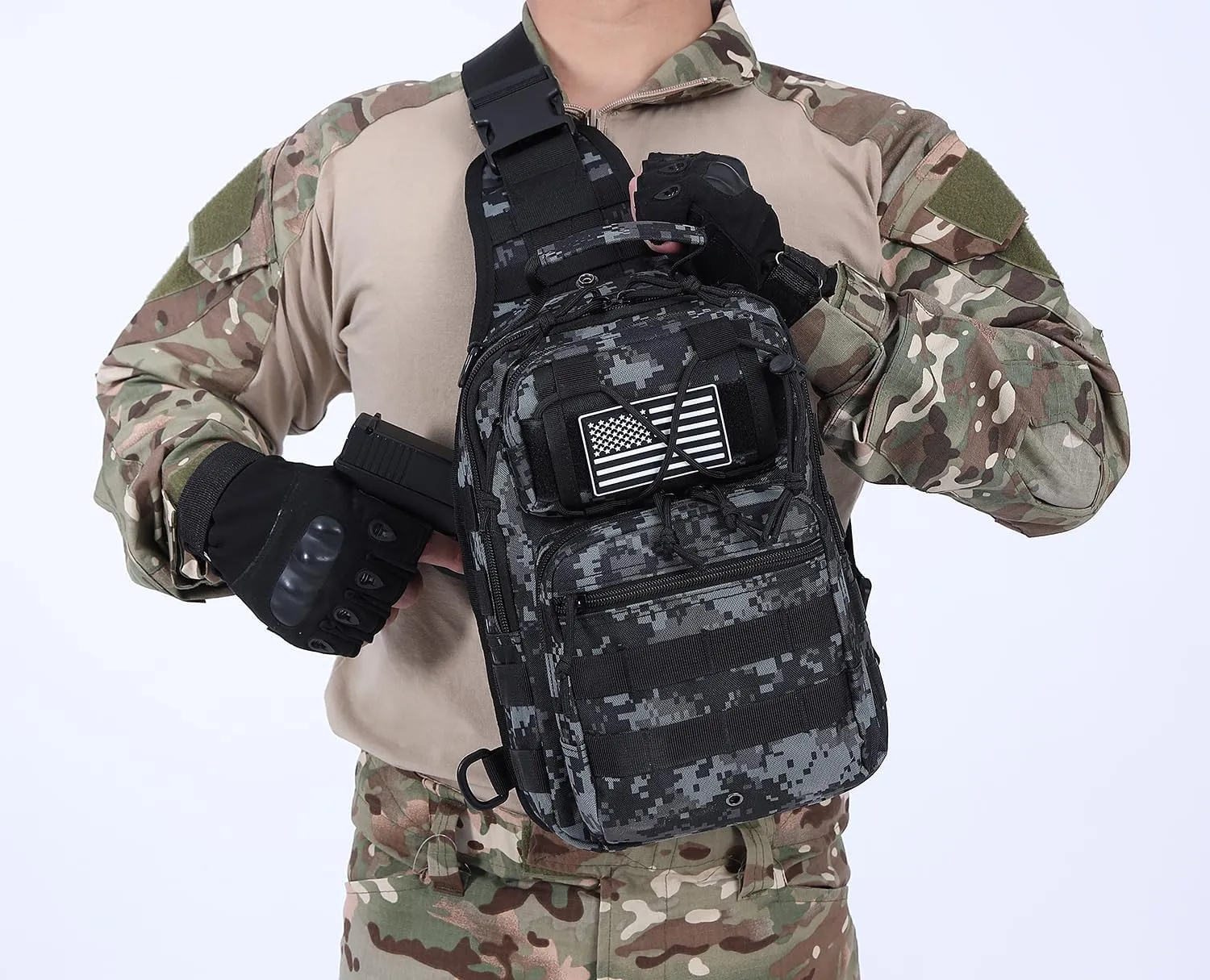 Tactical Sling Backpack Military Crossbody Bag Pack for Mens One Shoulder Holster Sling Bag 10L