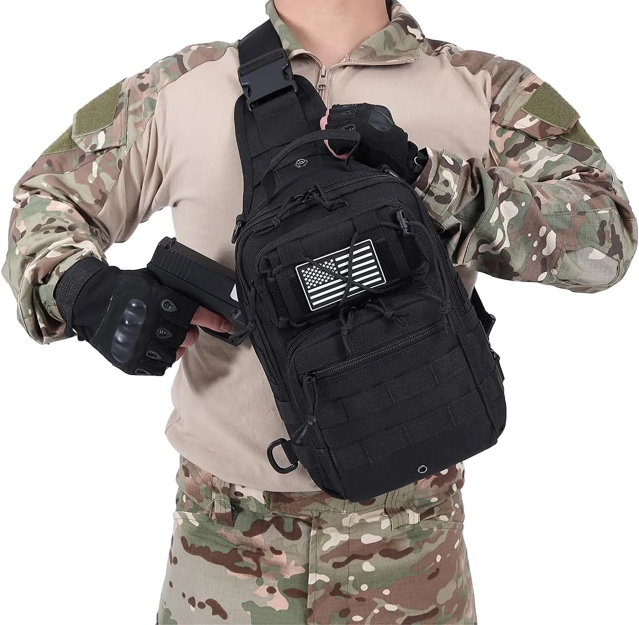 Tactical Sling Backpack Military Crossbody Bag Pack for Mens One Shoulder Holster Sling Bag 10L