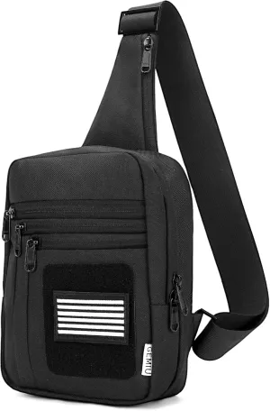 Tactical Sling Bag For Men Military Concealed Carry Fanny Pack With Secure Chest Holster Crossbody Bag Shoulder Bag For Range, Travel, Hiking, Outdoor Sports Black
