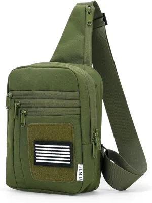 Tactical Sling Bag For Men Military Concealed Carry Fanny Pack With Secure Chest Holster Crossbody Bag Shoulder Bag For Range, Travel, Hiking, Outdoor Sports Green