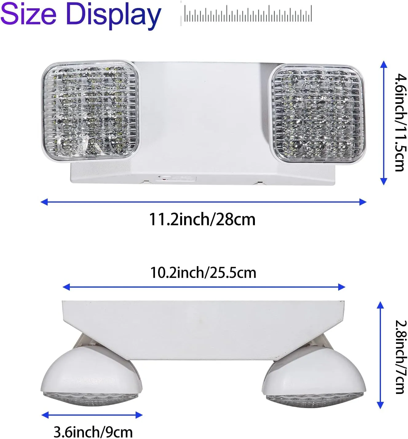 TANLUX LED Emergency Lights with Battery Backup, Two Head Adjustable Commercial Emergency Lights, UL Listed, AC 120/277V, Hardwired Emergency Exit Light Fixtures for Business - 1 Pack(White)