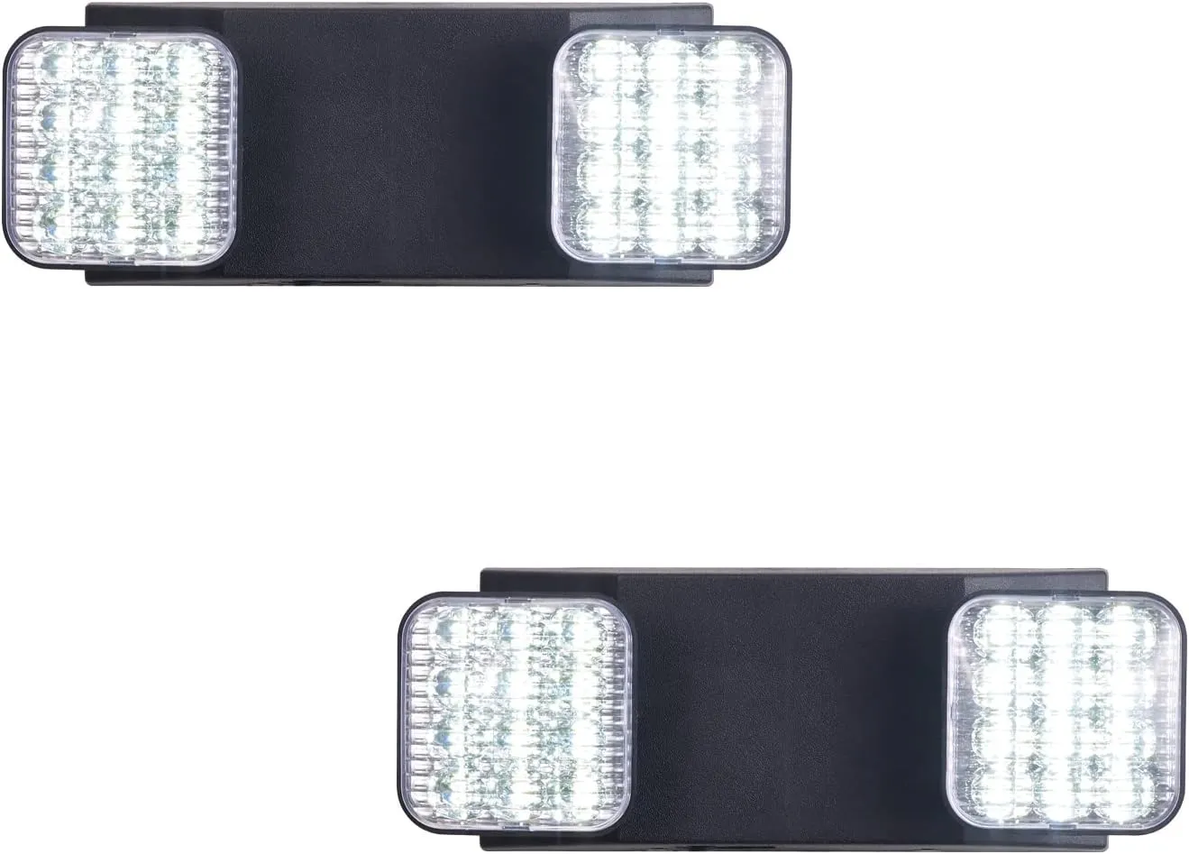 TANLUX LED Emergency Lights with Battery Backup, Two Head Adjustable Commercial Emergency Lights, UL Listed, AC 120/277V, Hardwired Emergency Exit Light Fixtures for Business - 2 Pack(Black)
