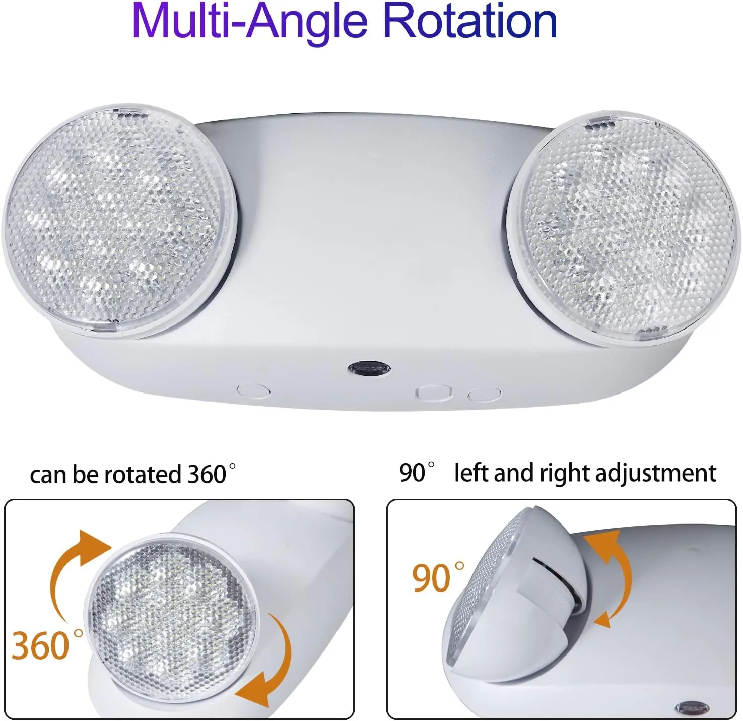 TANLUX LED Emergency Lights with Battery Backup, Two Head Adjustable Commercial Exit Light Fixtures, UL Listed, AC 120/277V, Hardwired, 2 Pack (White)
