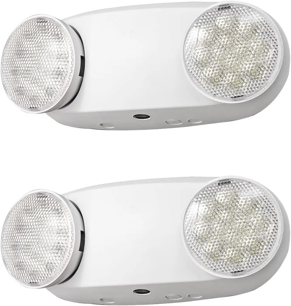 TANLUX LED Emergency Lights with Battery Backup, Two Head Adjustable Commercial Exit Light Fixtures, UL Listed, AC 120/277V, Hardwired, 2 Pack (White)