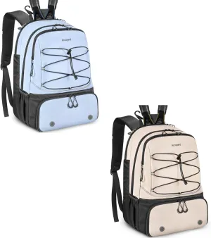 Tennis Bag, Large Tennis Bags For Women, Tennis Backpack with Ventilated Shoe Compartment and Insulated Pocket, Blue & Beige