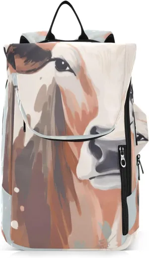 Tennis Bag Tennis Backpack for Women Men, Tennis Bag Holds 2 Rackets, Pickleball Paddles Balls, Badminton Squash, Cute Cow (24)