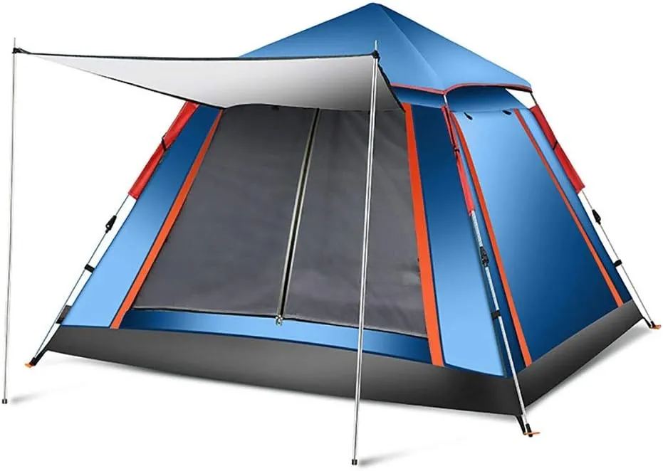 Tent Camping Tents 3-4 Person Waterproof Quick Set Up Family Beach Dome Tent UV for Hiking Travel (Color : Blue, Size : Free Size) (Blue Free Size) (Green Free Size)