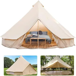 Tent Canvas Tent with Stove Hole Cotton Canvas Tents Yurt Tent for Camping 4-Season Waterproof Tent for Family Camping Outdoor Glamping,Luxury Teepee