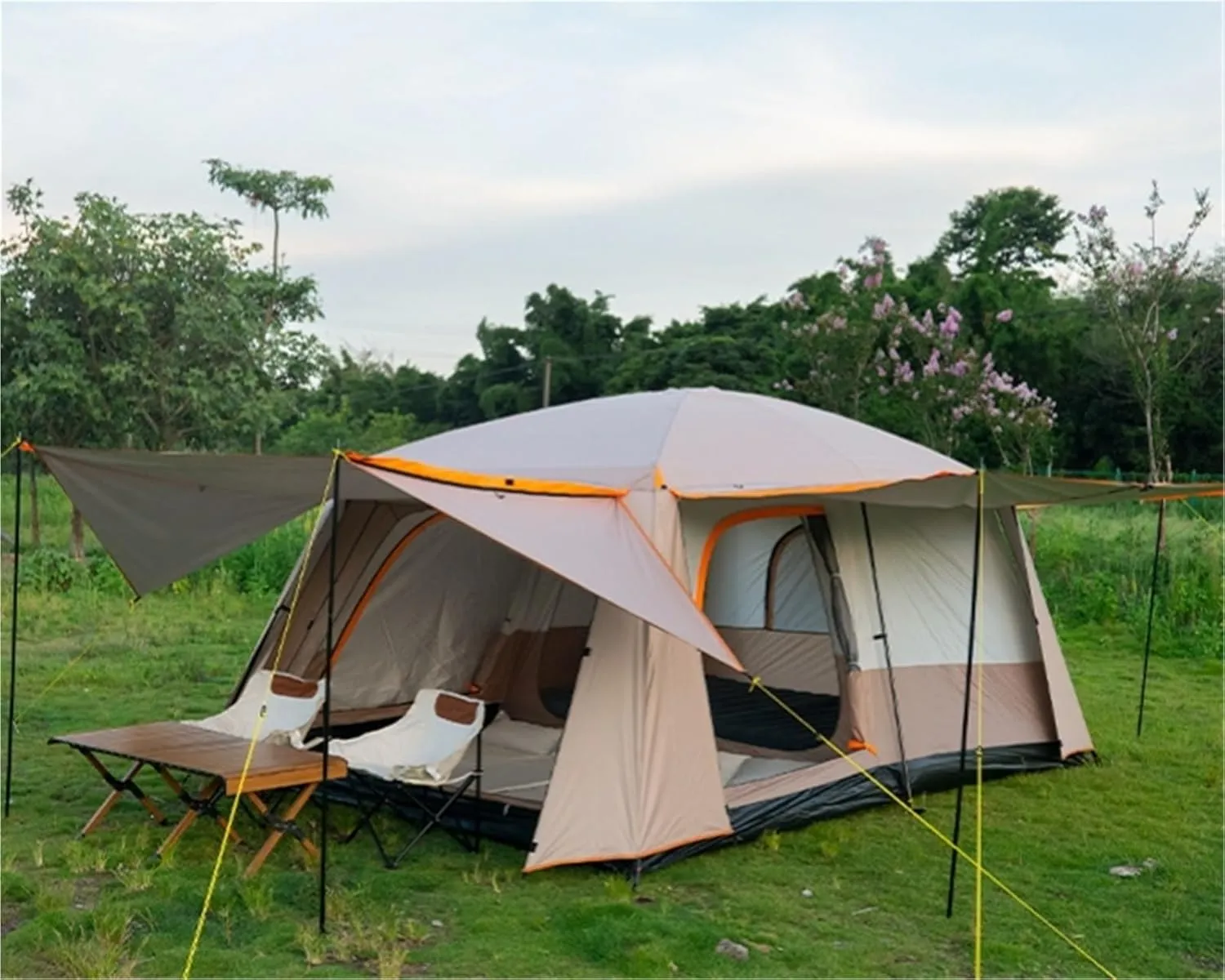 Tent Outdoor Two-Room One-Living Room Large Space Camping Equipment Camping Portable Folding Rainproof Park Picnic