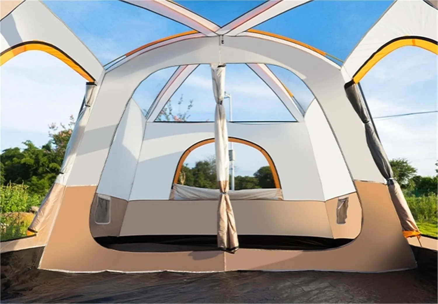 Tent Outdoor Two-Room One-Living Room Large Space Camping Equipment Camping Portable Folding Rainproof Park Picnic