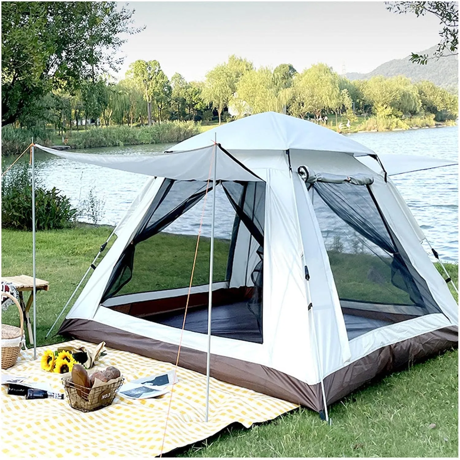 Tent Pop Up 4 People Spacious Teepee Tent Practical and Lightweight Large Camping Tent for Family,Outdoor,Hiking and Mountaineering