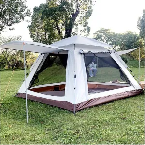 Tent Porch 4 People Double Doors and Four Windows,Waterproof Large Tents for Camping for Family Practical Sturdy Tunnel Tent for Hiking Camping
