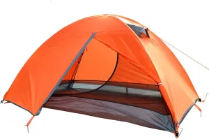 Tent Portable Ultralight Camping Tent 2 Persons Cycling Tent Double Layers Waterproof Aluminum Pole 3 Season Camping Tent (Color : Blue) (Orange)