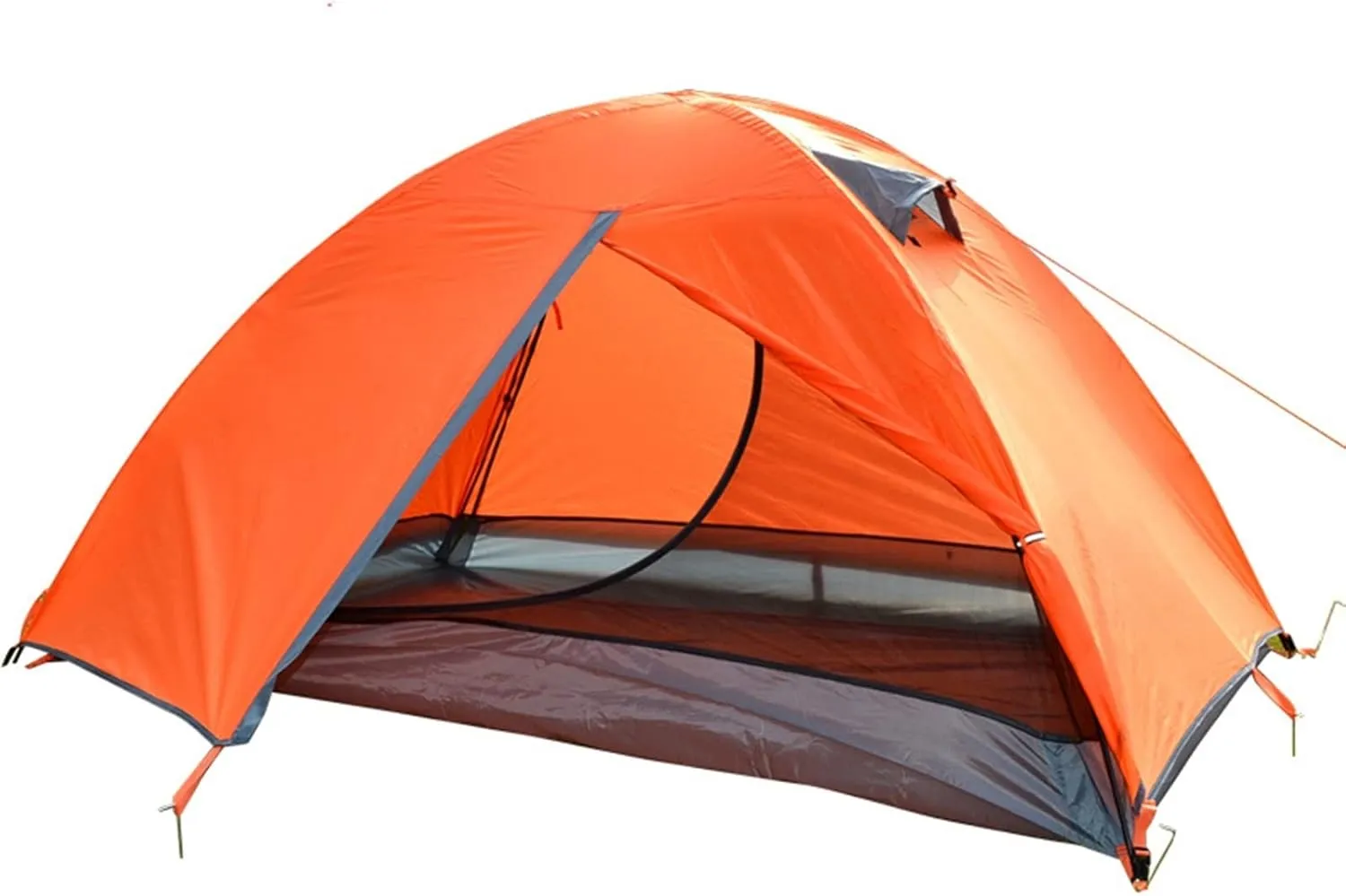 Tent Portable Ultralight Camping Tent 2 Persons Cycling Tent Double Layers Waterproof Aluminum Pole 3 Season Camping Tent (Color : Blue) (Orange)