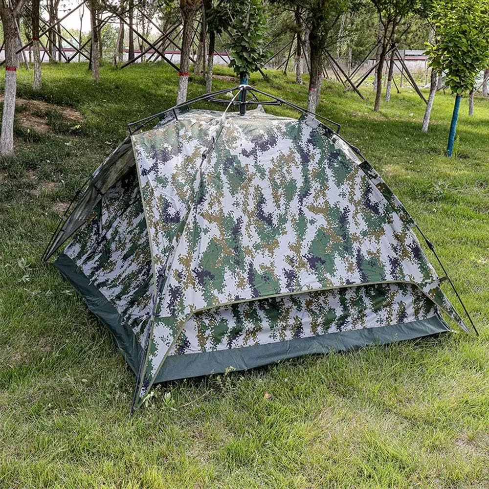 Tent Quick-Opening Camping Tent 3-4 Persons Double-Layer Double-Door Dual-Use Automatic Camouflage Tent Thickened Tent for Hiking Travel (Camouflage 3