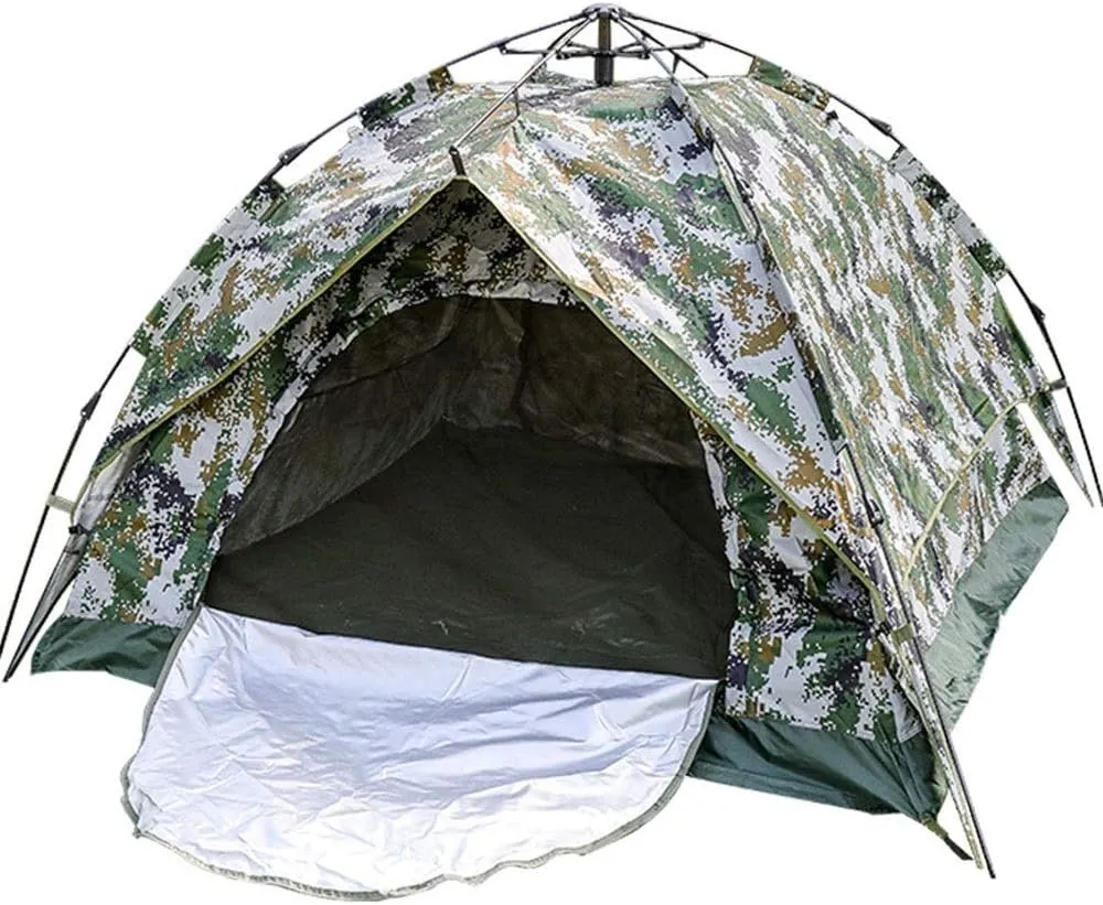 Tent Quick-Opening Camping Tent 3-4 Persons Double-Layer Double-Door Dual-Use Automatic Camouflage Tent Thickened Tent for Hiking Travel (Camouflage 3