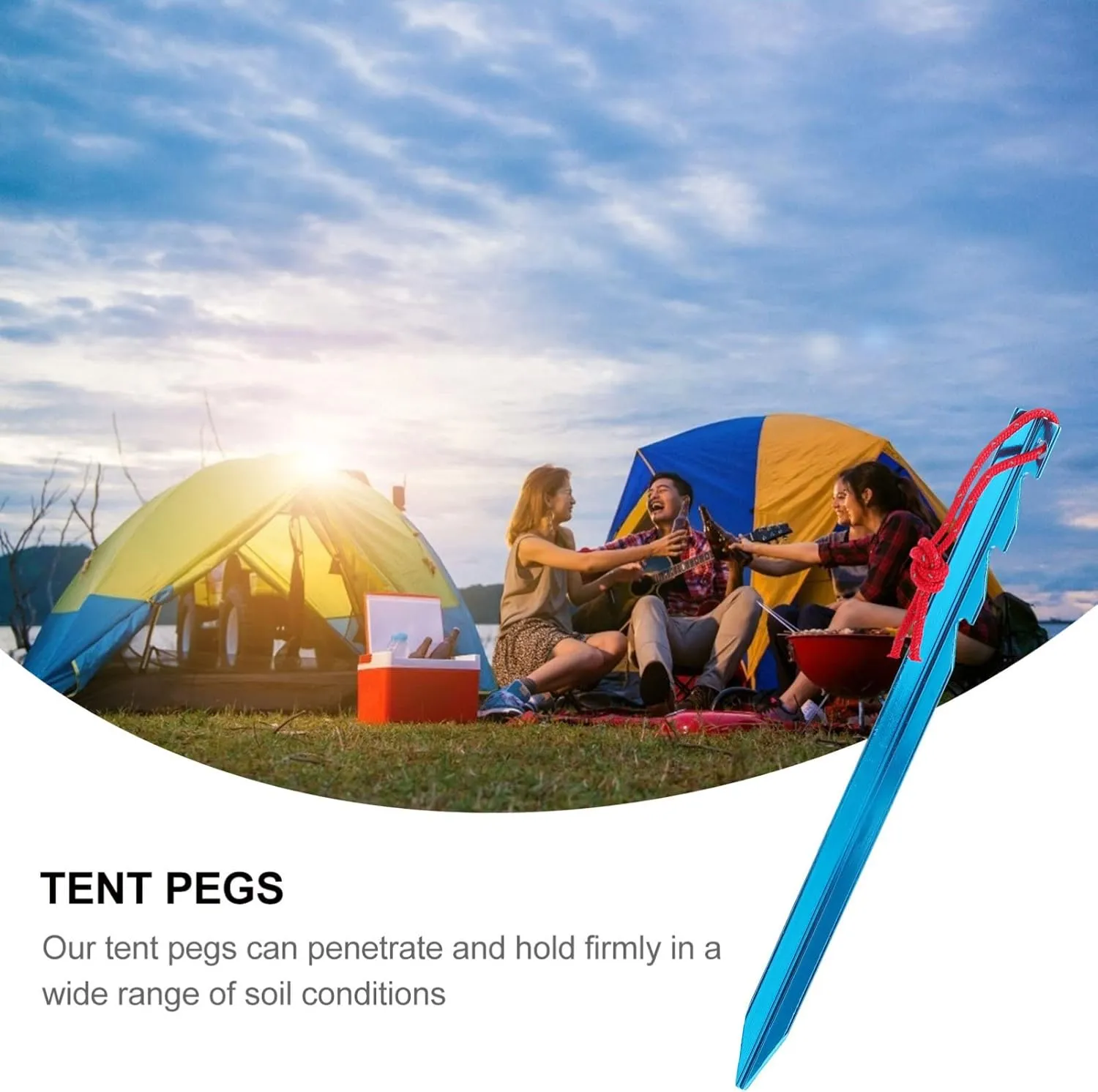 Tent Stakes 5pcs Tent Pegs Outdoor Stakes Heavy Duty Ground Peg Ultralight Tent Adjustable Metal Tent Ground Stakes Peg Tent Stakes Pegs Camping Tents Tent Pin Nail Aluminum Alloy(Blue)