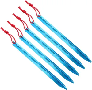 Tent Stakes 5pcs Tent Pegs Outdoor Stakes Heavy Duty Ground Peg Ultralight Tent Adjustable Metal Tent Ground Stakes Peg Tent Stakes Pegs Camping Tents Tent Pin Nail Aluminum Alloy(Blue)