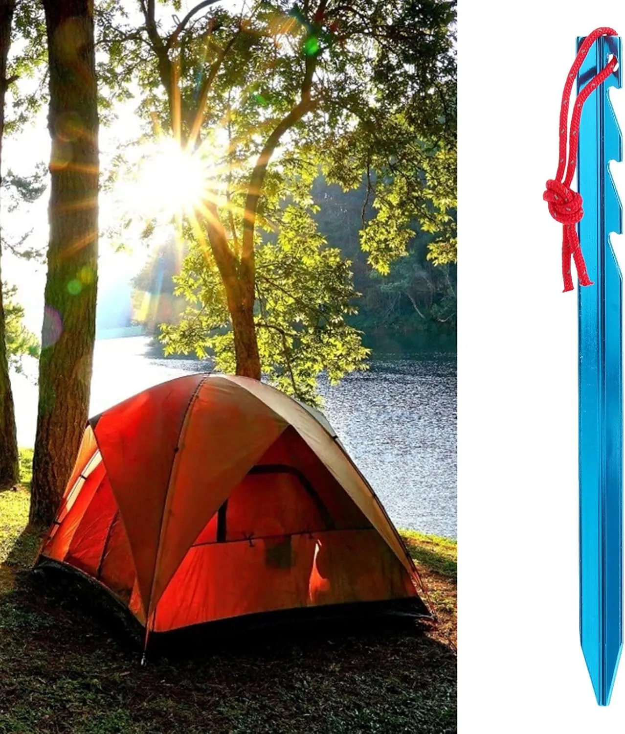 Tent Stakes 5pcs Tent Pegs Outdoor Stakes Heavy Duty Ground Peg Ultralight Tent Adjustable Metal Tent Ground Stakes Peg Tent Stakes Pegs Camping Tents Tent Pin Nail Aluminum Alloy(Blue)