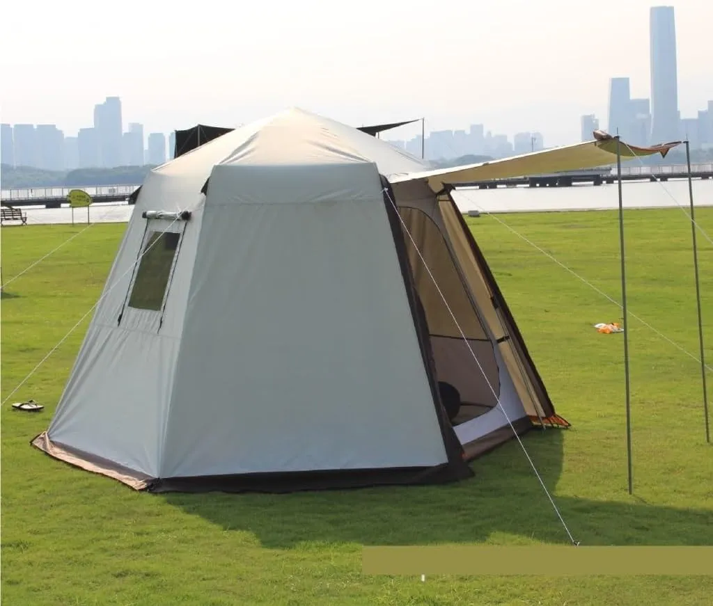 Tent Tent Outdoor Automatic Tent Sun Protection Rainstorm Tent Camping Double-Layer Aluminum Pole Hexagonal Tent Outdoor Tent