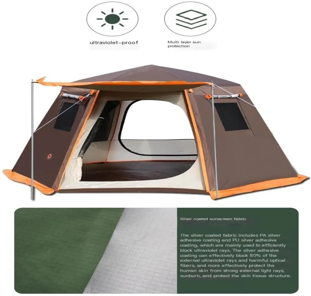 Tent Tent Outdoor Automatic Tent Sun Protection Rainstorm Tent Camping Double-Layer Aluminum Pole Hexagonal Tent Outdoor Tent