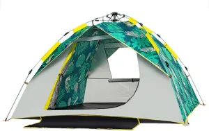 Tent Waterproof Anti-UV Tent Automatic Quick Setup Family Tent Outdoor Camping Tent Foldable Tents Two Layer Tents Sunshade Yurt (Color : Green, Size : 3-4 Person)