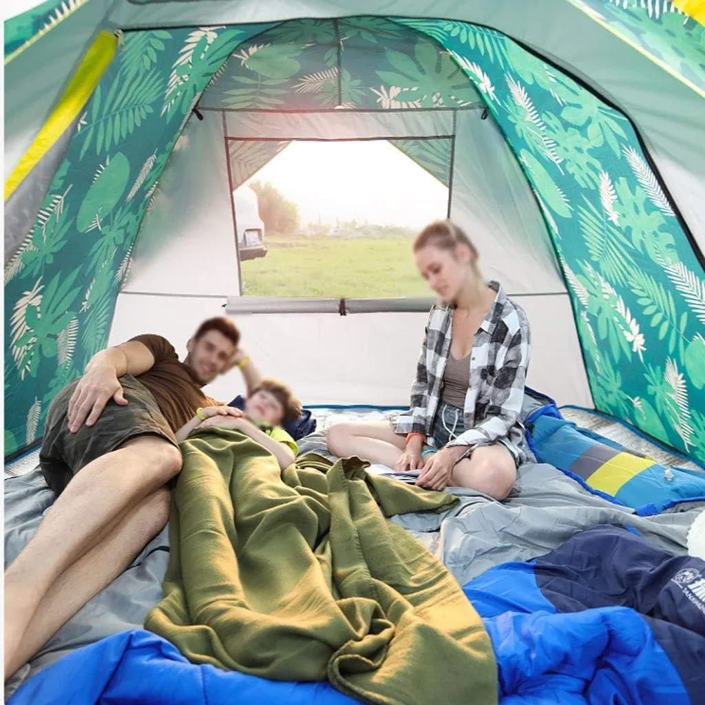 Tent Waterproof Anti-UV Tent Automatic Quick Setup Family Tent Outdoor Camping Tent Foldable Tents Two Layer Tents Sunshade Yurt (Color : Green, Size : 3-4 Person)