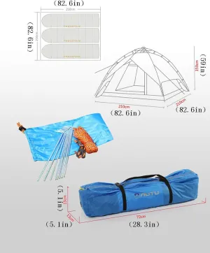 Tent Windproof Waterproof Camping Tent 3-4 People Camping Tent Outdoor Shade Canopy Waterproof Tarp Sun Shelter for Mountaineering Hiking Picnic Outdoor Camping Supplies Easy Large Capac