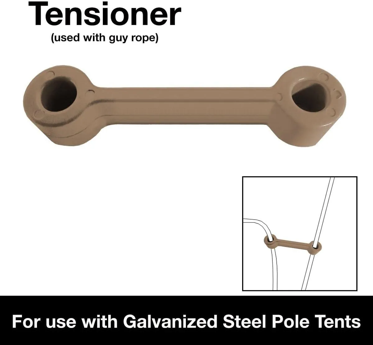TentandTable Pole Tent Guy Rope Tensioners - Long Lasting Poly Plastic Material - for 1/2" Guy Rope Fastening for Party Tents, Events, Weddings, Schools, and Churches (10-Pack)