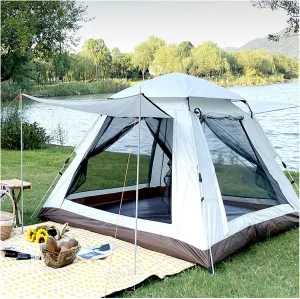 Tenting 4 People Insect-Proof,Double Doors and Four Windows Tent Family Practical Advanced Frame Tent for Camping