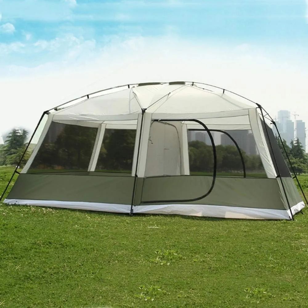 Tents 10 Persons Double Layer 2 Rooms 1 Hall Large Outdoor Family Party Tents Big Space Waterproof Camping Tent