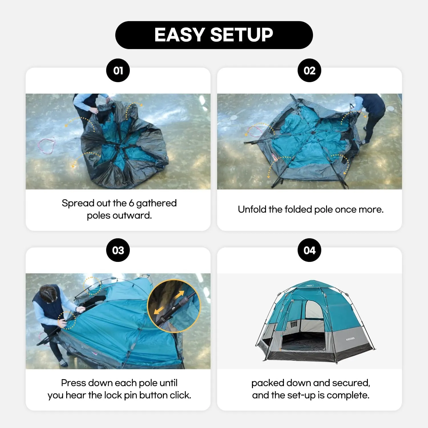 Tents for Camping 2/4/6 Person Camping Dome Tent, Easy to Set Up, Lightweight Camping Tent, Portable Camping Tent for Outdoor and Backpacking Sundome Tent