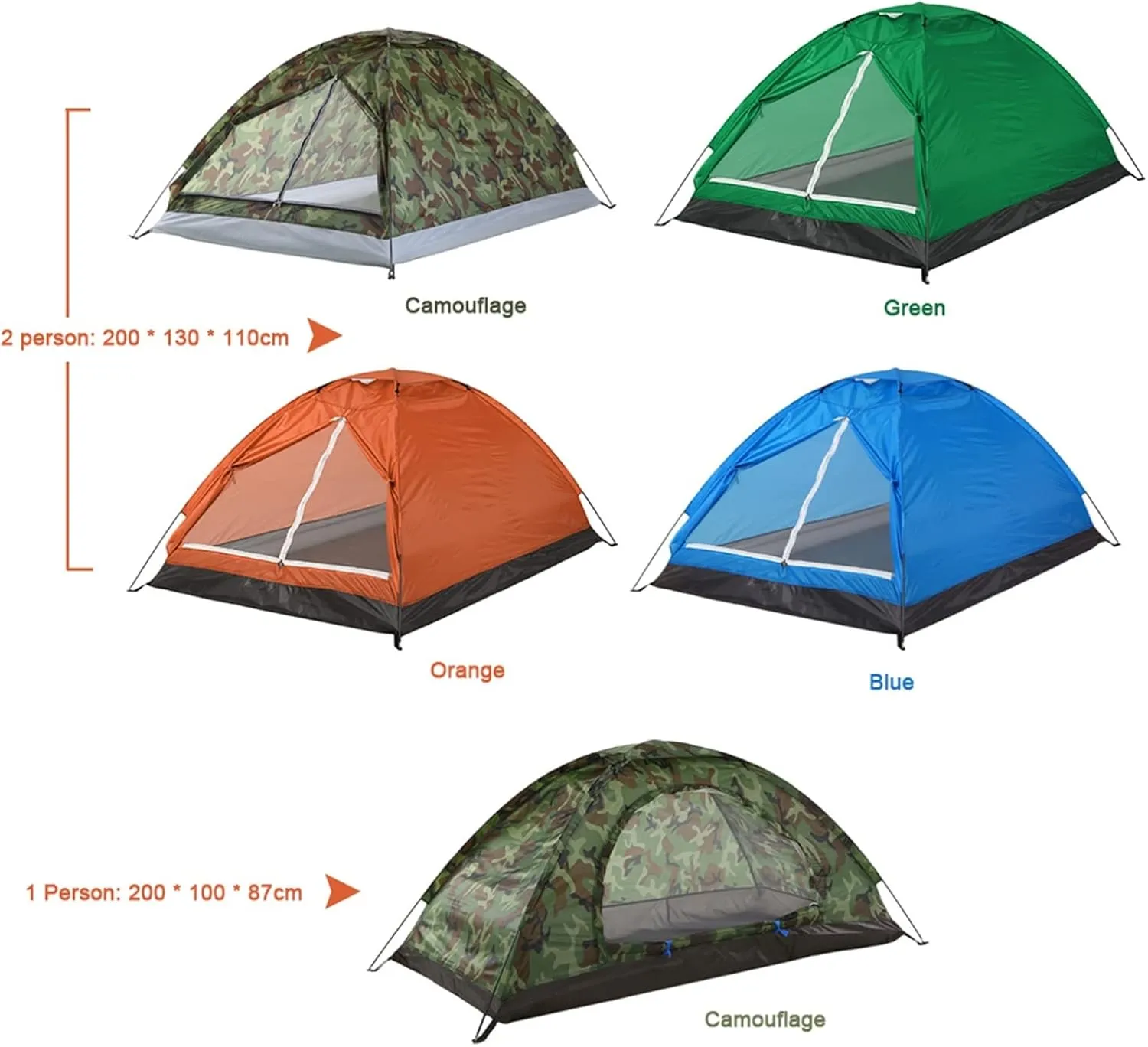 Tents Lightweight Camping Tent Outdoor 2 Person Single Layer 4 Season Tent Portable Travel Backpacking Fishing Tent with Handbag, Blue