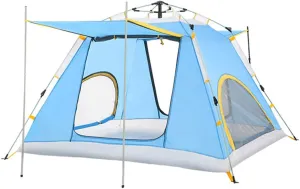 Tents Lightweight Instant Automatic Pop Up Tent for 3 to 4 Person Automatic Opening Hydraulic Double Layer Portable Family Camping Tent with Porch (Color : Color3, Size : 3)
