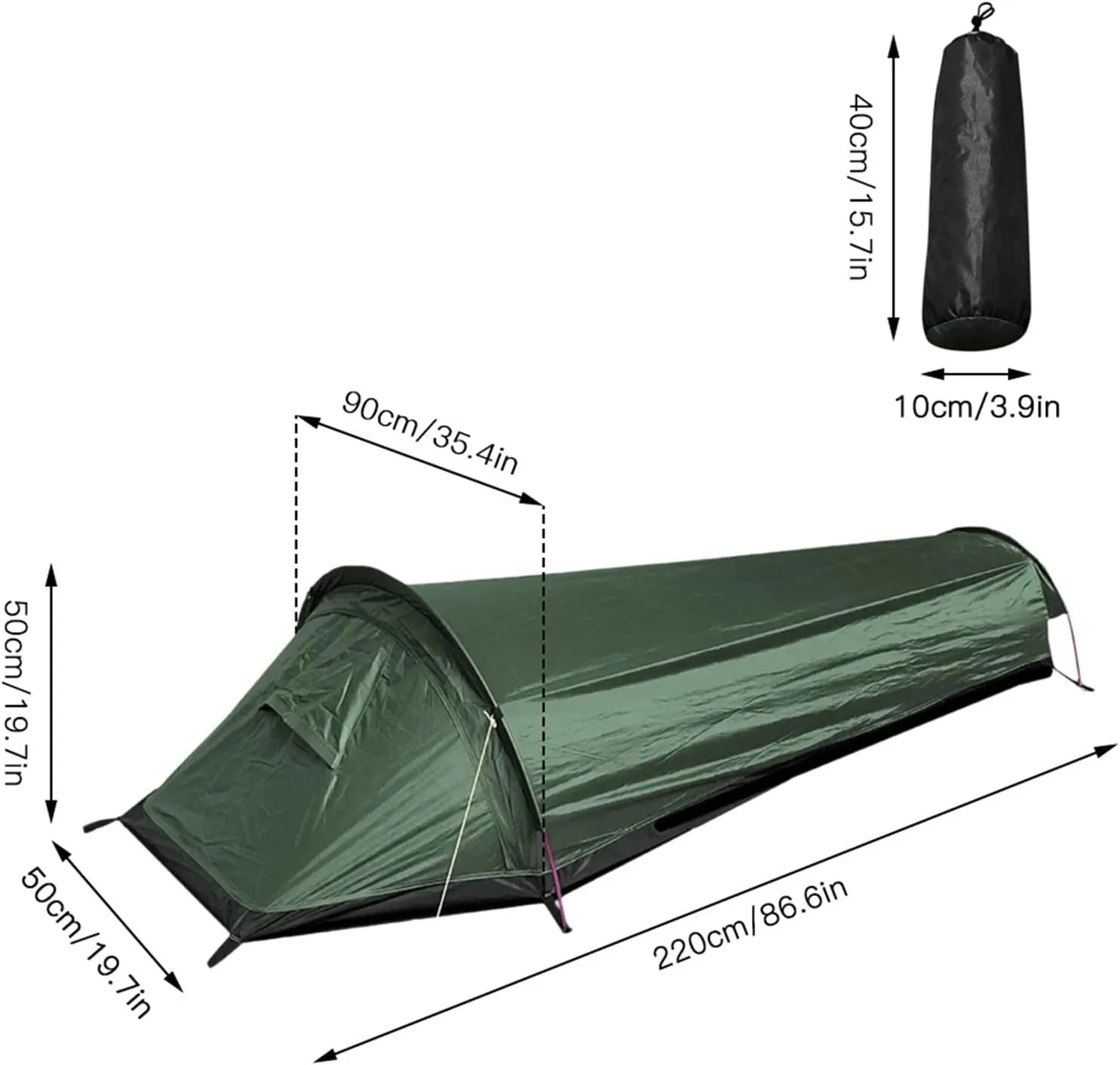 Tents Ultralight Backpacking Camping Tent Compact Single Person Outdoor Tent Sleeping Bag Larger Space Waterproof Sleeping Bag Cover, Army Green