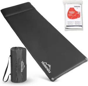 Throntrax Camping Sleeping Pad - Ultralight Camping Mat with Pillow Built-in - 3.1" Thick | Self-Inflating & Suitable for All Seasons - Compact Sleeping Pad for Camping - Grey