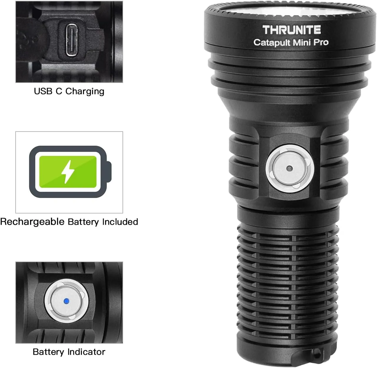 ThruNite Catapult Mini Pro LED Searchlight, 566 Meters Long Throw, High 2588 Lumens Rechargeable Flashlight with Battery Extension Tube for Search and Rescue, EDC