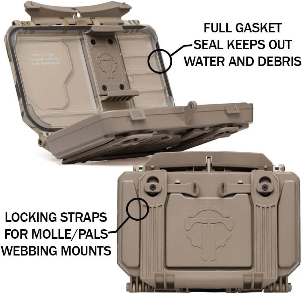 Thyrm DarkVault Comms 2.0 Critical Gear Case with Patch Panels, Integrated Phone Clamp, Viewing Window, for Chest Rig Compatible with Smartphones, Made in USA (Black, Regular)
