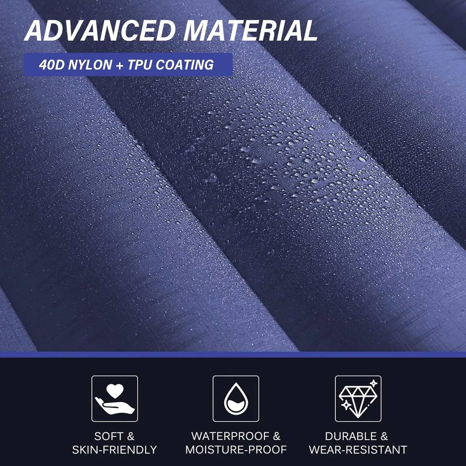 TOBTOS Inflatable Camping Sleeping Pad with Pillow, Thick 6 Inch Ultralight Sleeping Pad with Built-in Pump, Lightweight Sleeping Mat for Camping, Backpacking, Hiking, Tent (Blue)