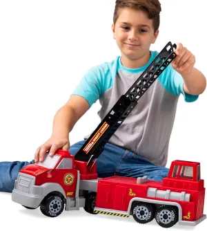 Tonka Steel Classics Hook N’ Ladder Fire Truck – Made with Steel & Sturdy Plastic, Red Toy Construction Truck, Boys and Girls, Kids, Toddlers, Ages 3 