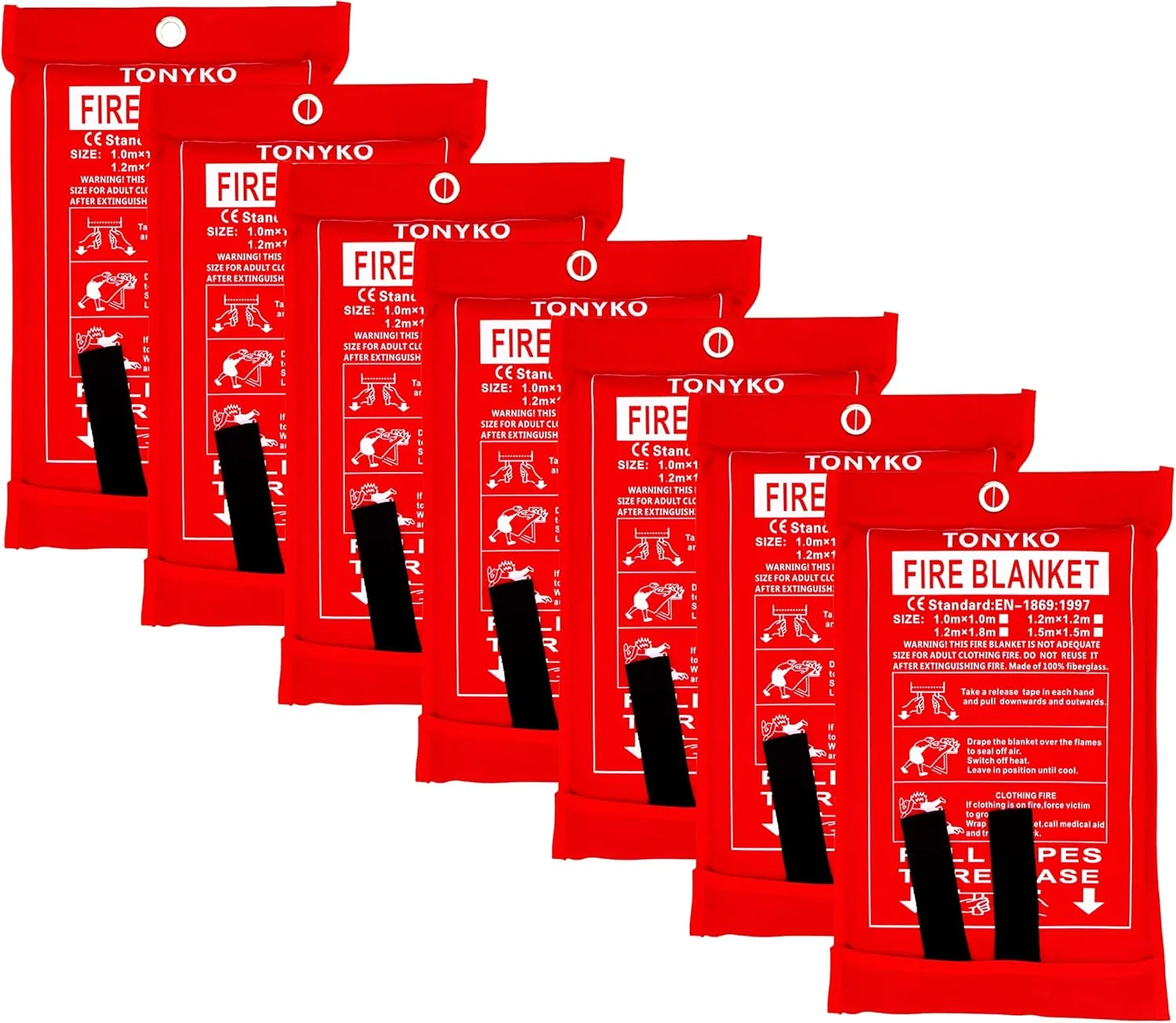 TONYKO Emergency Fire Blankets, Flame Retardant Protection and Heat Insulation Designed for Kitchen,Fireplace,Grill,Car,Camping(White(7PACK))
