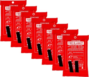 TONYKO Emergency Fire Blankets, Flame Retardant Protection and Heat Insulation Designed for Kitchen,Fireplace,Grill,Car,Camping(White(7PACK))