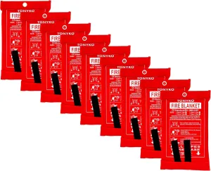 TONYKO Emergency Fire Blankets, Flame Retardant Protection and Heat Insulation Designed for Kitchen,Fireplace,Grill,Car,Camping(White(9PACK))