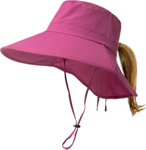 TOP-EX XL Sun Hats for Women, UV Protection Wide Brim Summer Hats with Ponytail Hole & Neck Flap Waterproof Gardening Hat
