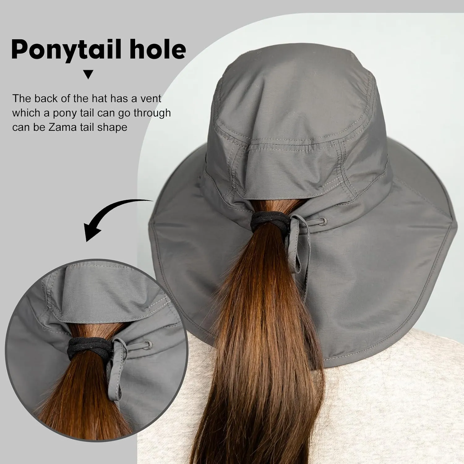 TOP-EX XL Sun Hats for Women, UV Protection Wide Brim Summer Hats with Ponytail Hole & Neck Flap Waterproof Gardening Hat