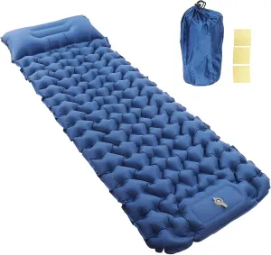 Topyond Camping Sleeping Pad, Camping Inflatable Mattress, Navy Blue Lightweight Moistureproof Inflatable Double Camping Cot with Storage Bag for Outdoor Camping