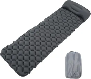 Topyond Camping Sleeping Pad, TPU Damp Proof Portable Camping Mat with Pillow, Inflatable Sleeping Pad, Camping Ultralight Air Mattress for Backpacking, 76''X24''
